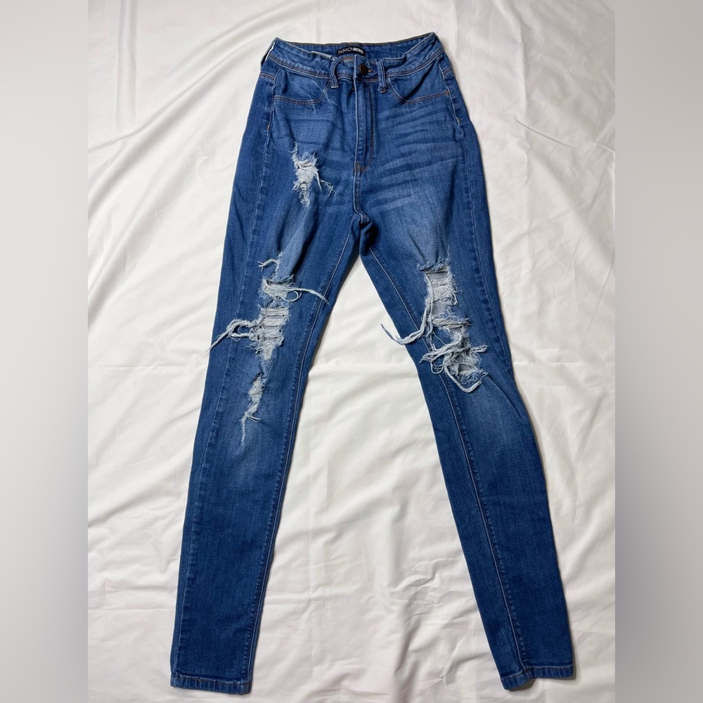 Fashion, nova, high skinny, jeans, distressed